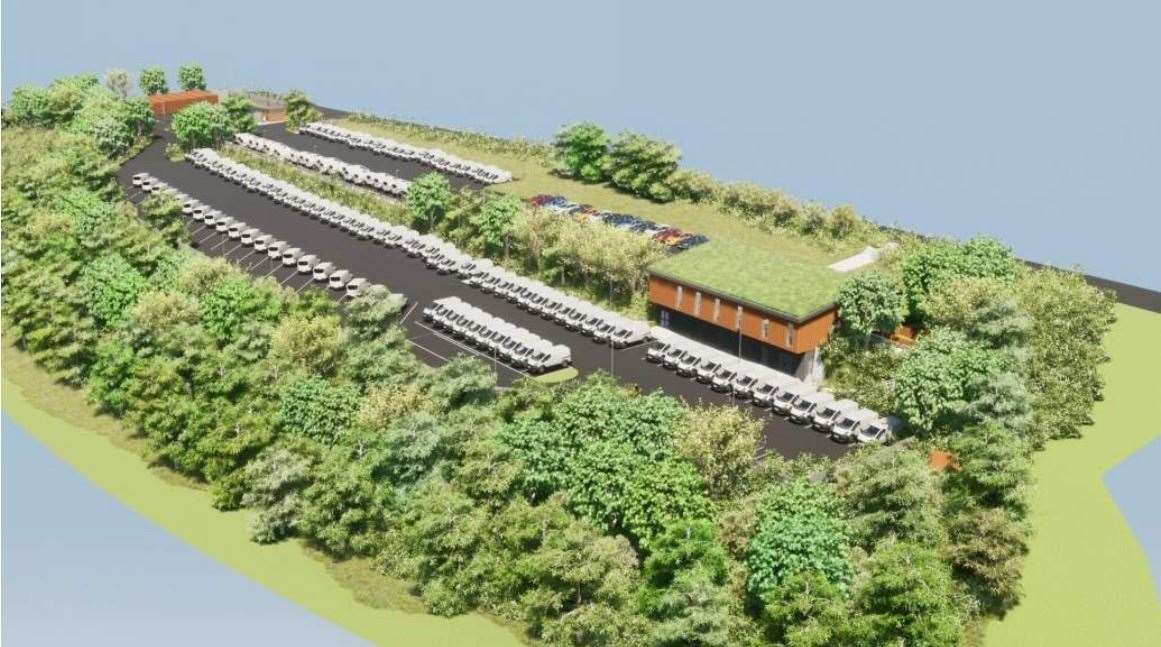 CGI plans show how the new permanent Medway Norse base, which has been approved between Rochester Airport and the M2, would look after councillors approved the scheme in August. Picture: Medway Council/Bailey Partnership