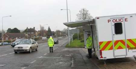 Police on the A20 at Harrietsham today