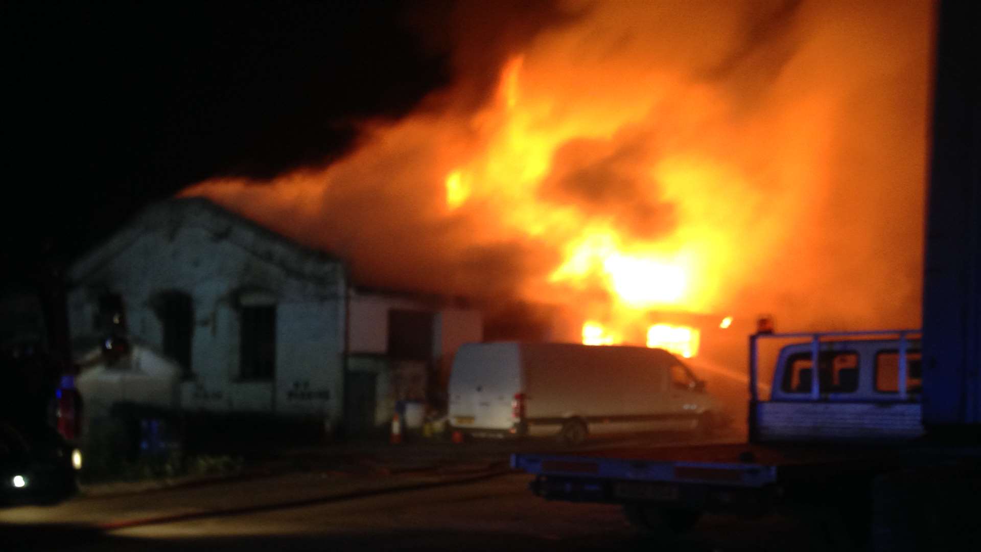 Businesses aflame at Higham industrial estate.