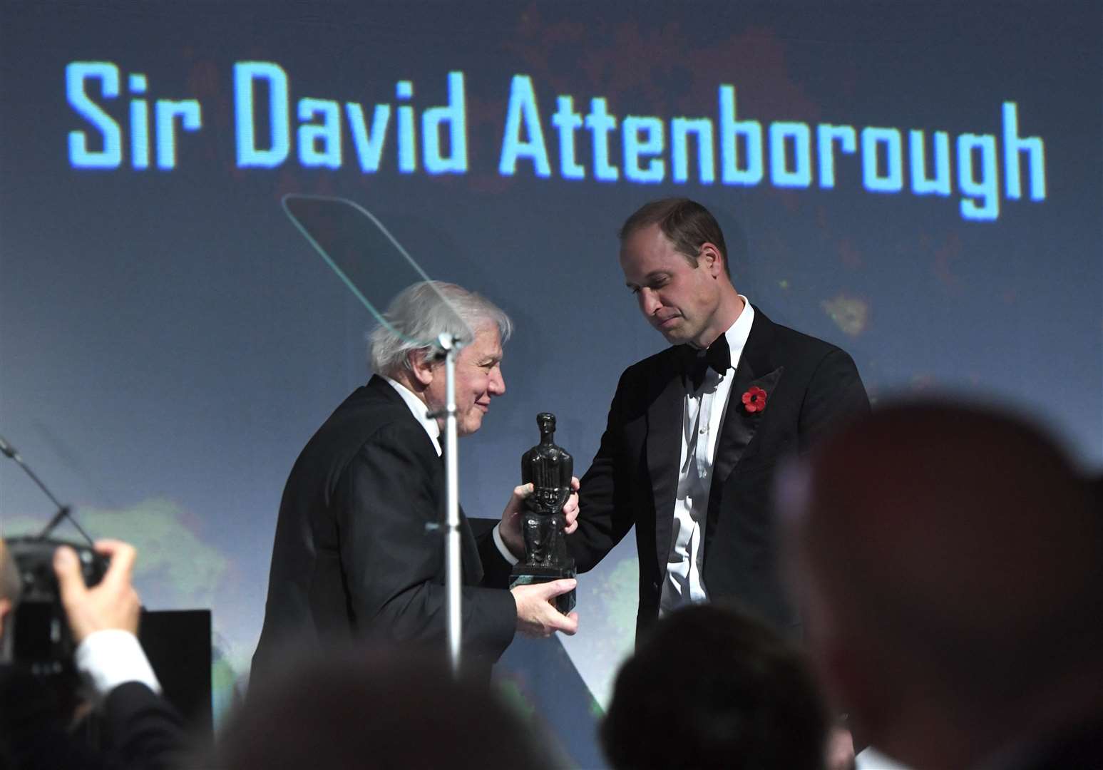 The Duke of Cambridge presents an award to Sir David Attenborough (Stuart C. Wilson/PA)