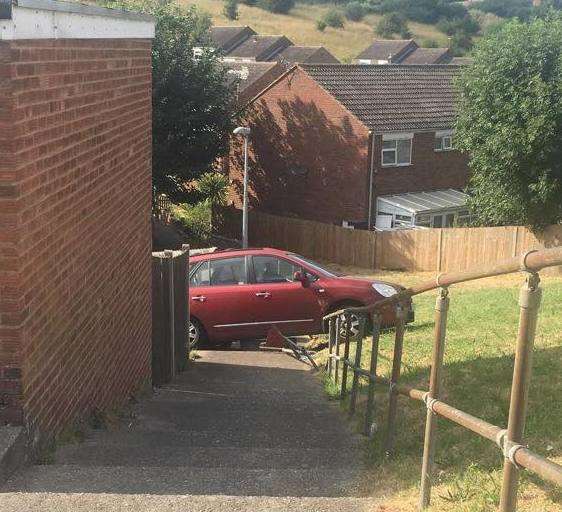 The car rolled down an embankment, picture Logan Enfield