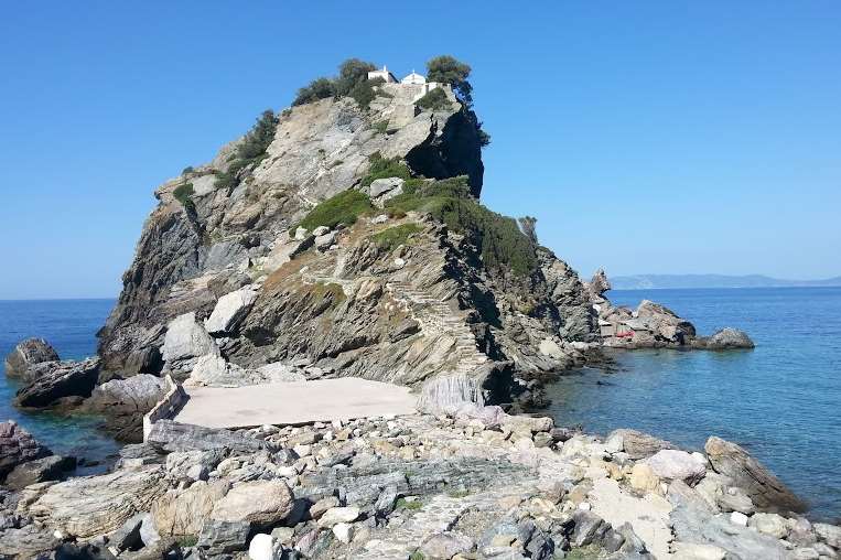 The devilish climb to the Mamma Mia! church in Skopleos