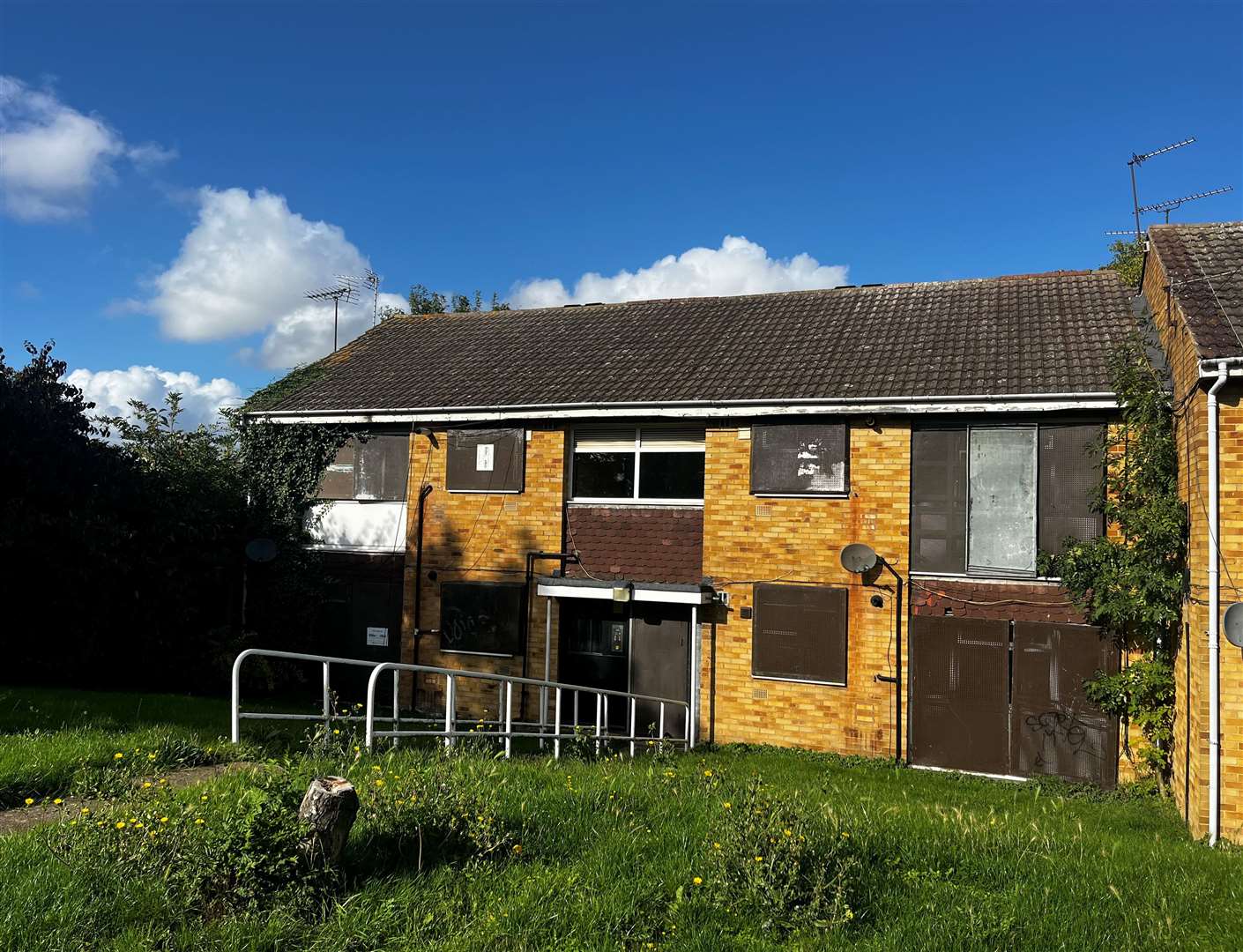 Derelict flats in Leonard Avenue in Swanscombe are due to be demolished