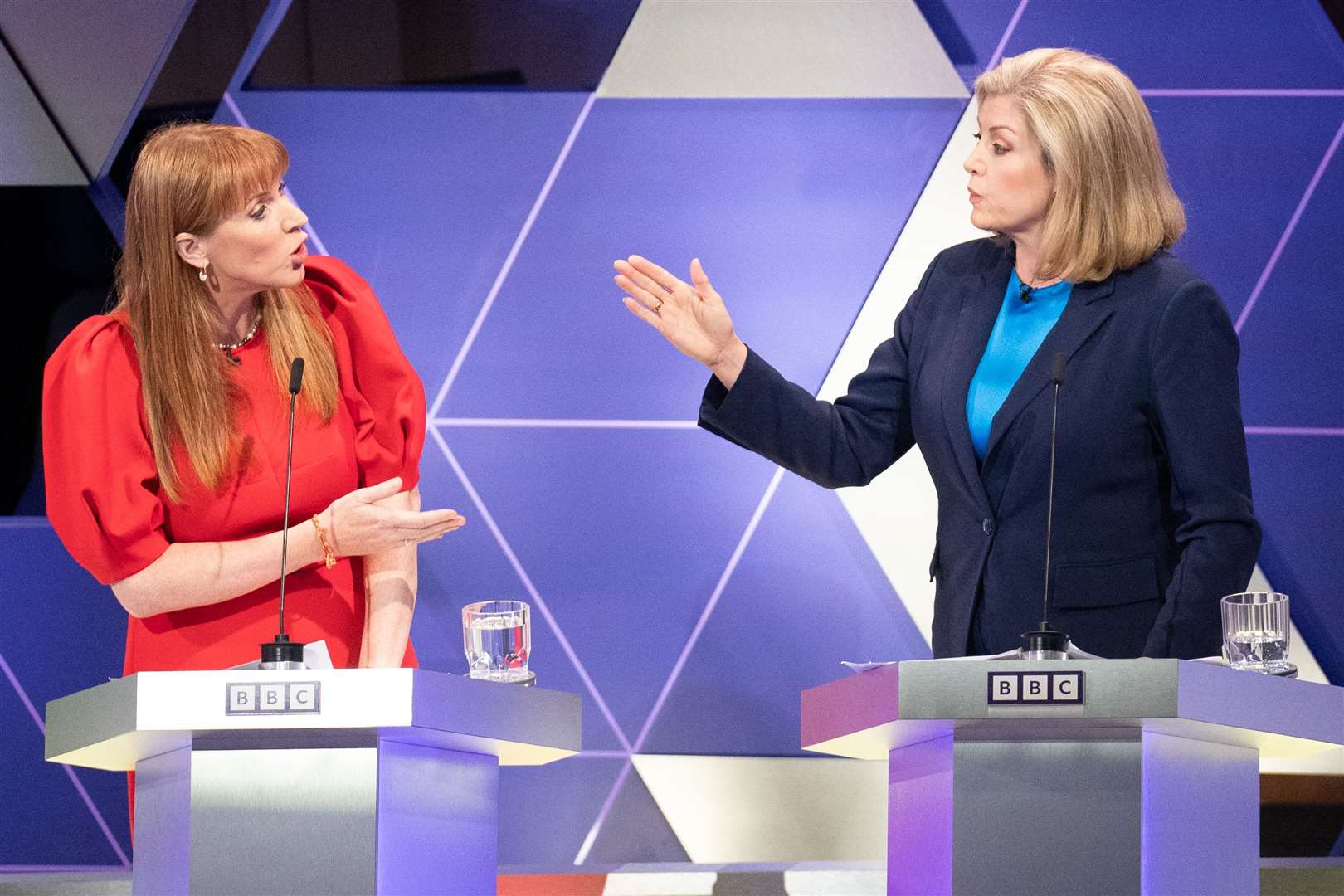 Deputy Labour leader Angela Rayner (left) and Commons leader Penny Mordaunt take part in the BBC Election Debate on June 7 (Stefan Rousseau/PA)