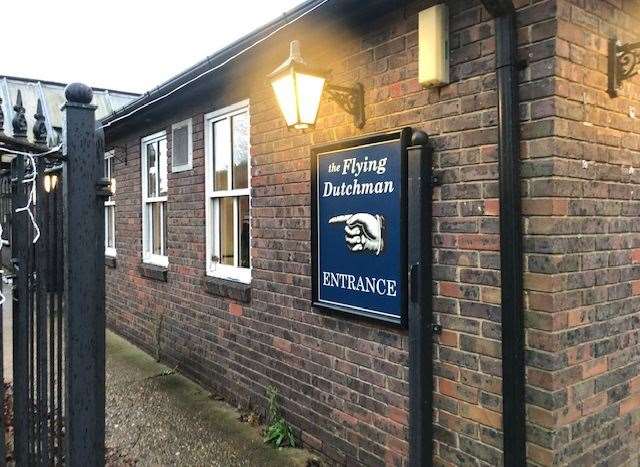 You need to walk down the side of the pub to reach the entrance on the right, leading into a small porch, with a door to the gents