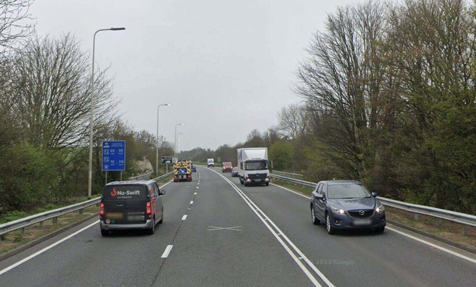 The A2 Jubilee Way at Dover is shut in both directions. Picture: Google Maps