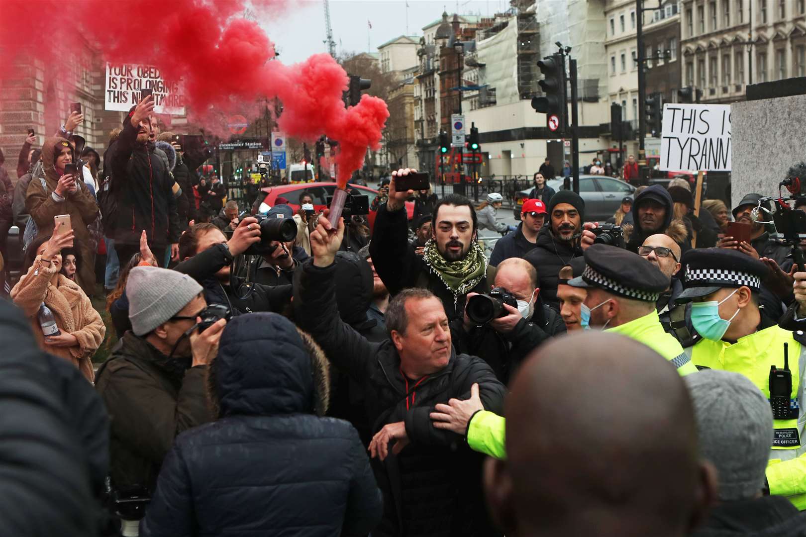 Demonstrators at the protest (Luciana Guerra/PA)