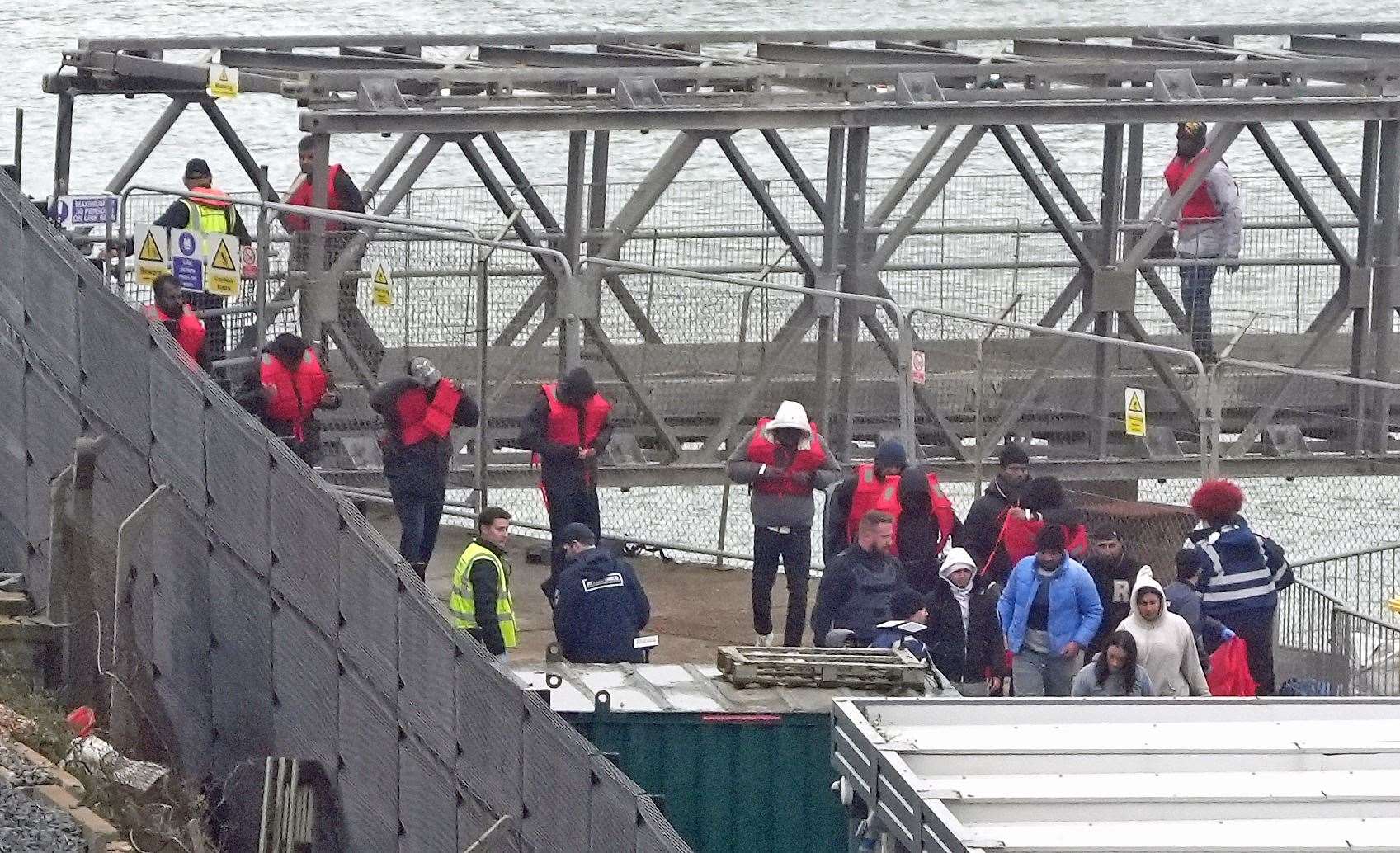 Migrants arrived in Dover, Kent, on Tuesday as Channel crossings continued (Gareth Fuller/PA)