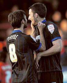 Chris Whelpdale celebrates with Jack Payne