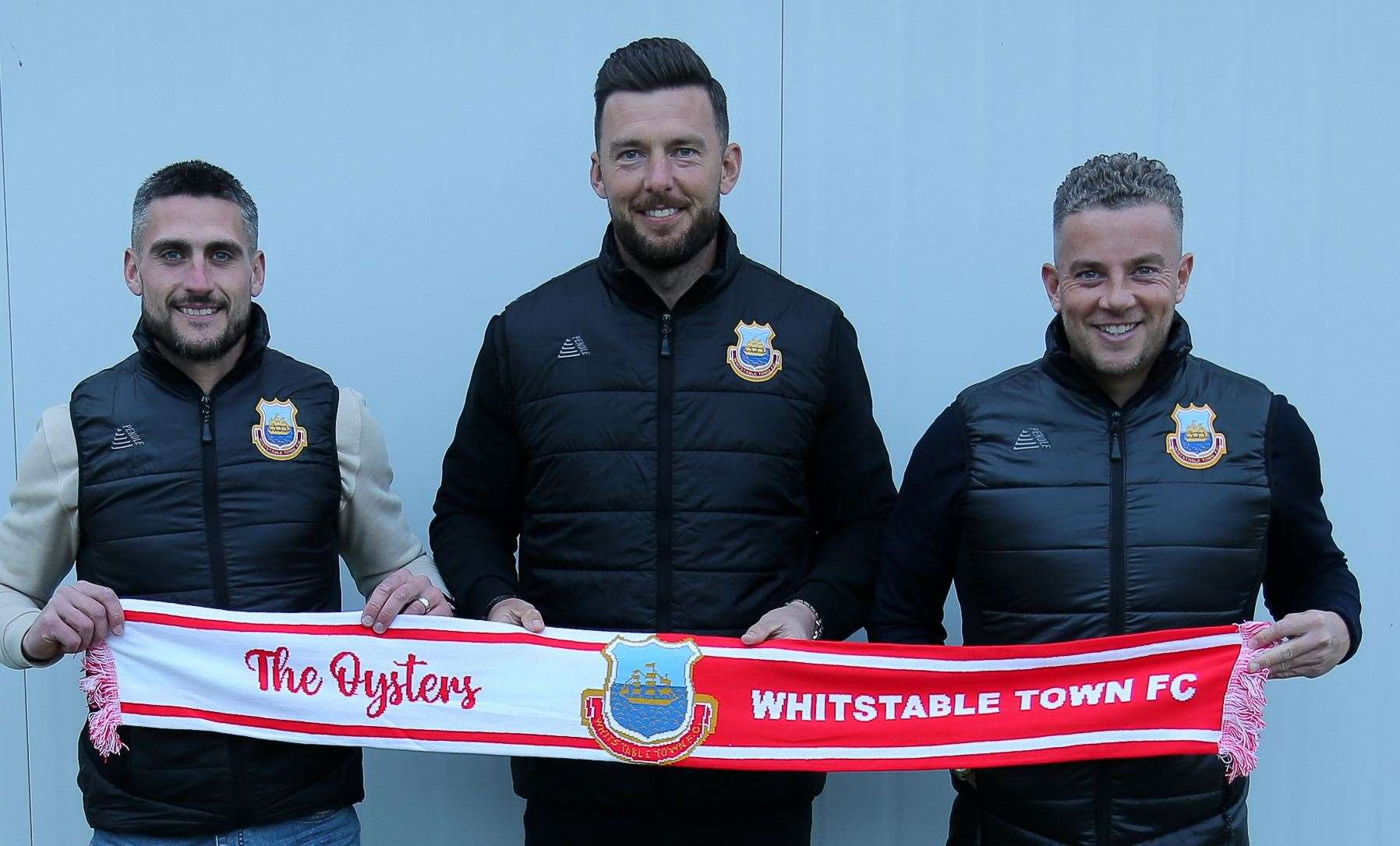 Whitstable’s new management team of Dan Eason, Jamie Coyle and Matt Longhurst will oversee their first pre-season training session this Saturday. Picture: Les Biggs