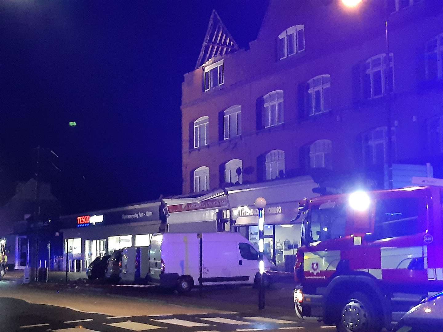 Emergency services on the scene following the roof collapse in Herne Bay