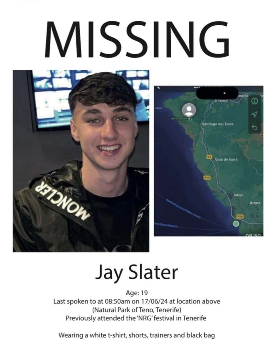 Jay Slater was last heard from on Monday (Family handout/PA)