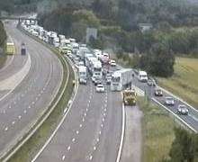 Traffic diverted off the M20, closed between 9 and 10