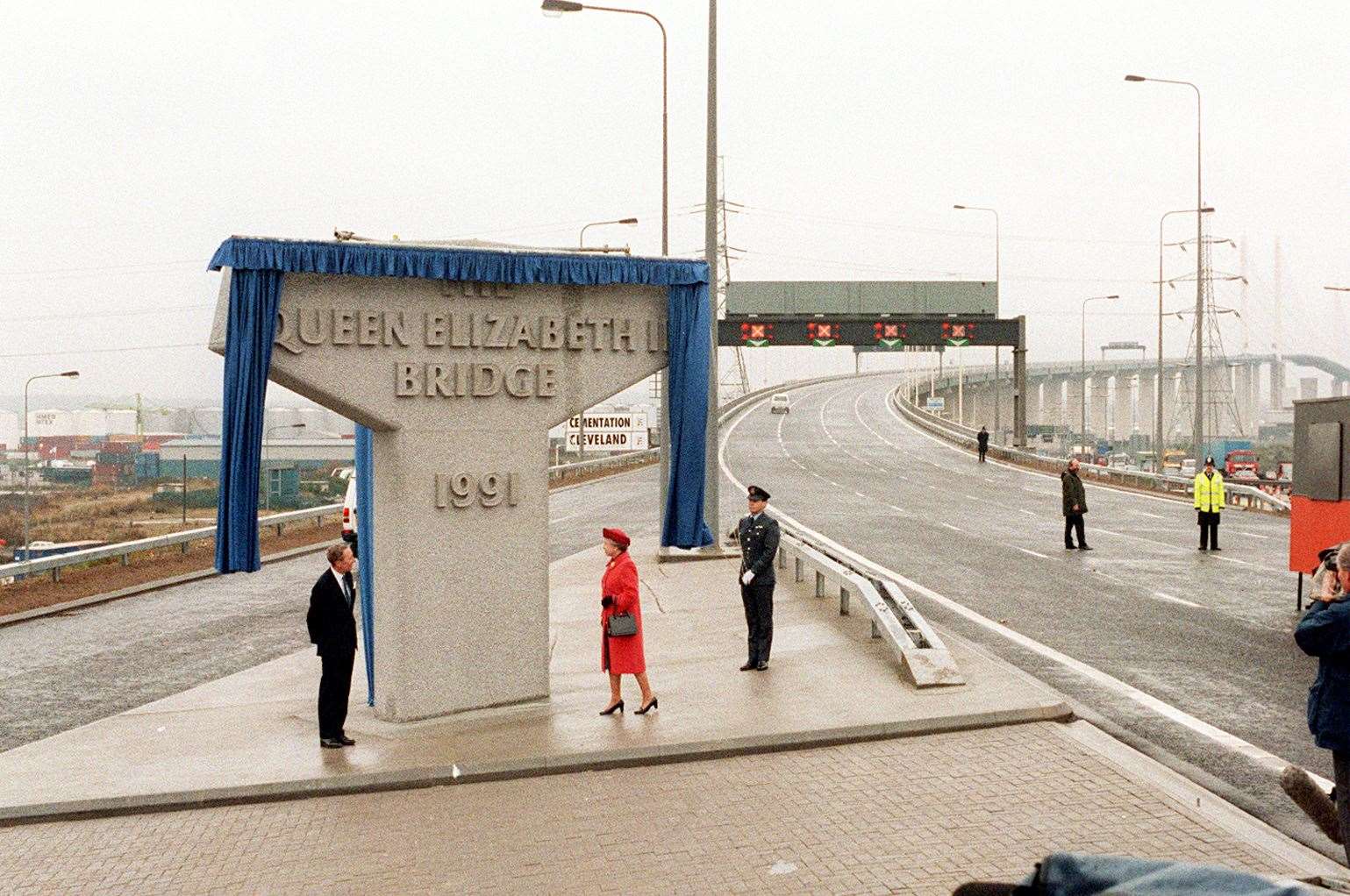 The Queen Elizabeth II Bridge in Dartford is opened by Her Majesty on October 30, 1991