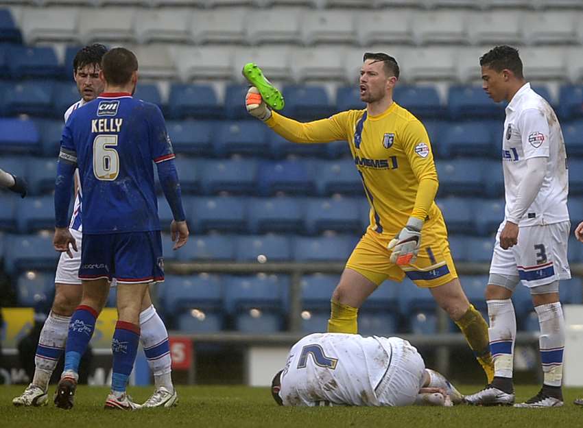 Gills captain Doug Loft loses his boot in the collision Picture: Barry Goodwin