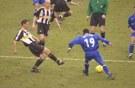 TWO-GOAL HERO: Rod Wallace in action against Grimsby. Picture: PAUL DENNIS