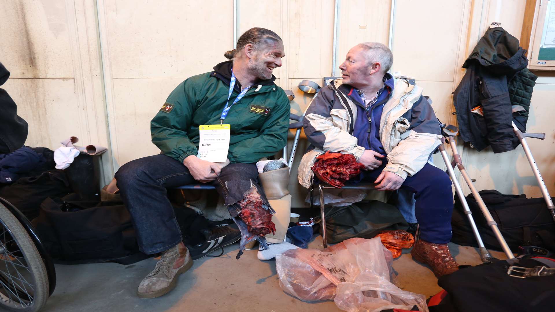 All in a day's volunteering: 'casualties' taking part in disaster training exercise. Photo by Isabel Infantes / SWNS.com