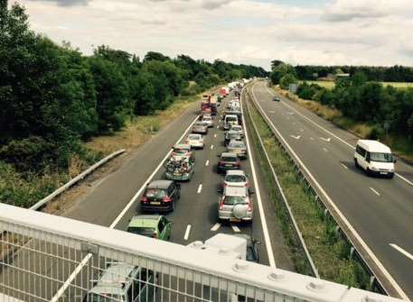 m2 closed caravan sittingbourne after shelley wilson faversham bound overturned coast between