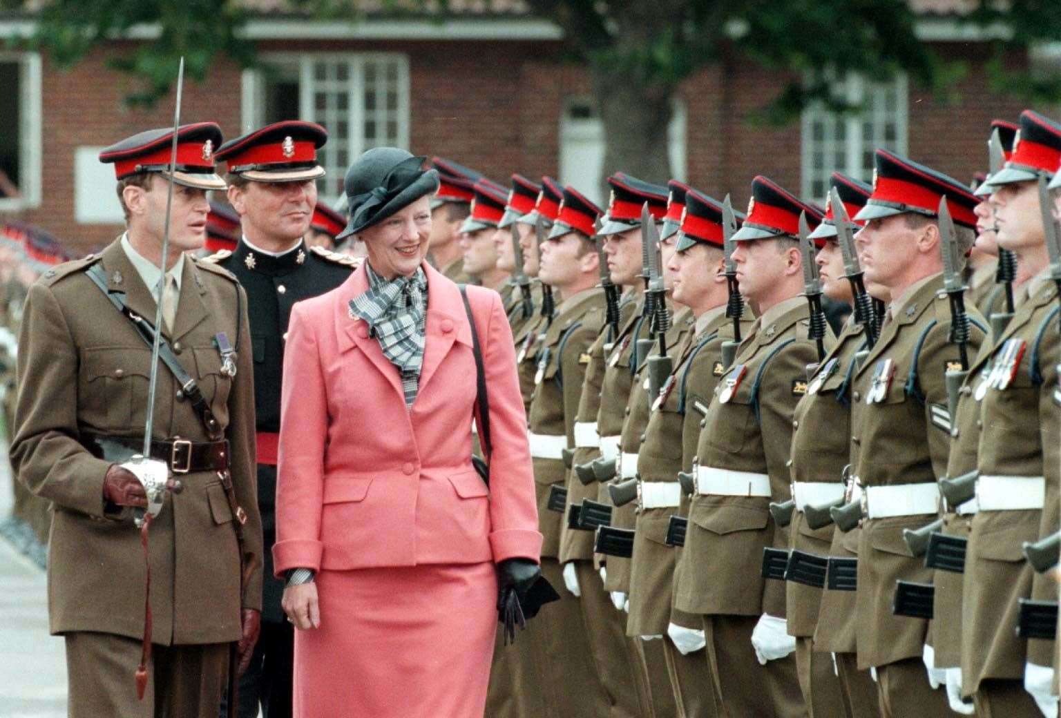 Queen Margrethe II of Denmark inspects a guard of honour (David Giles/PA)