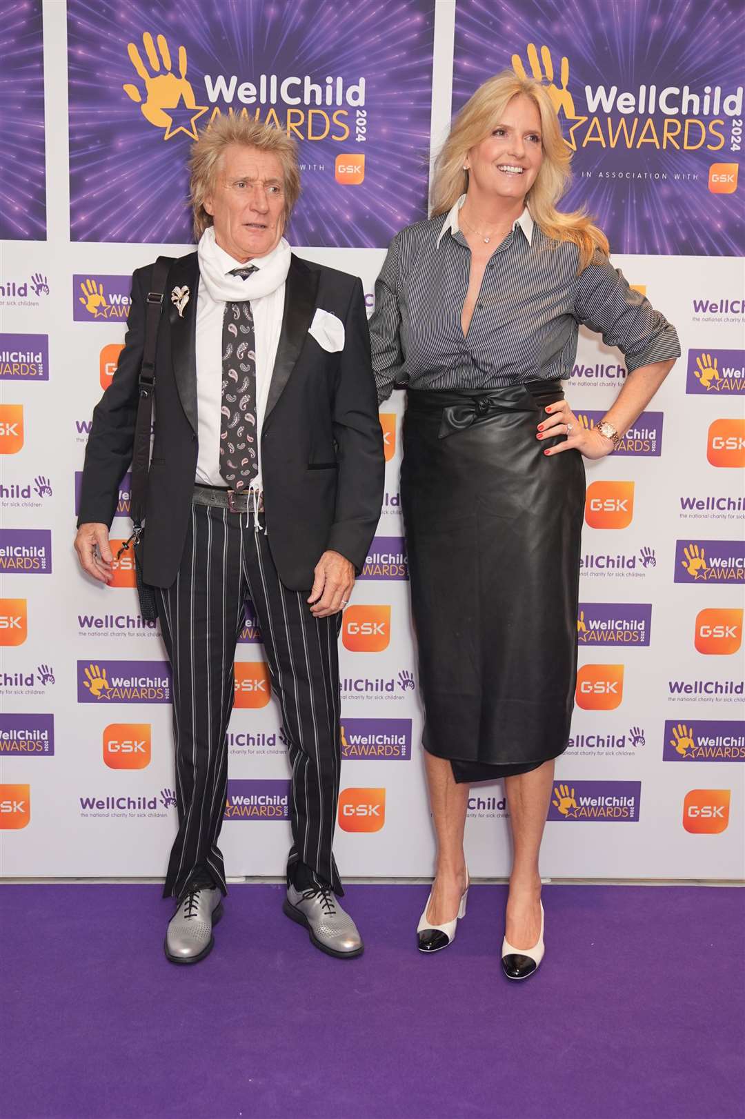 Sir Rod Stewart and his wife, Penny Lancaster arrive for the annual WellChild Awards 2024 (Yui Mok/PA)