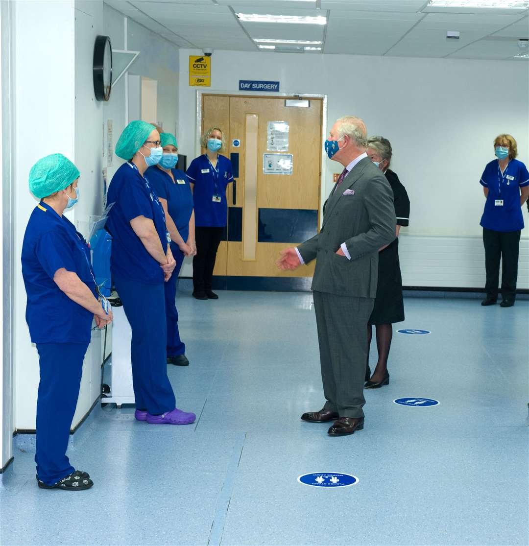 Charles chats to the day surgery team during his visit (Henry Arden/PA)