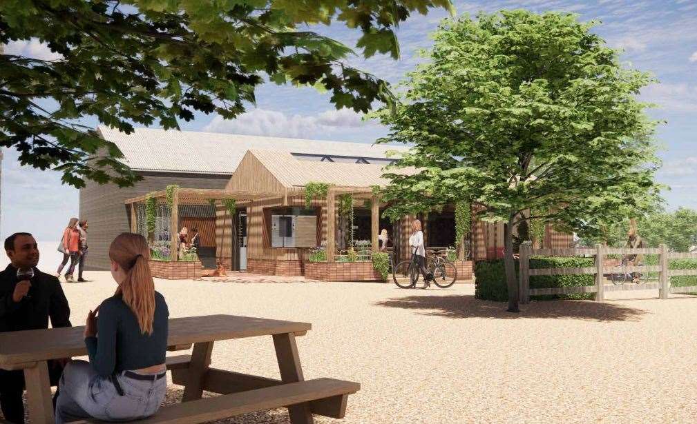 The proposed cafe at Chapel Down Winery near Tenterden will be part of the existing public space at the site. Picture: Hollaway Studios