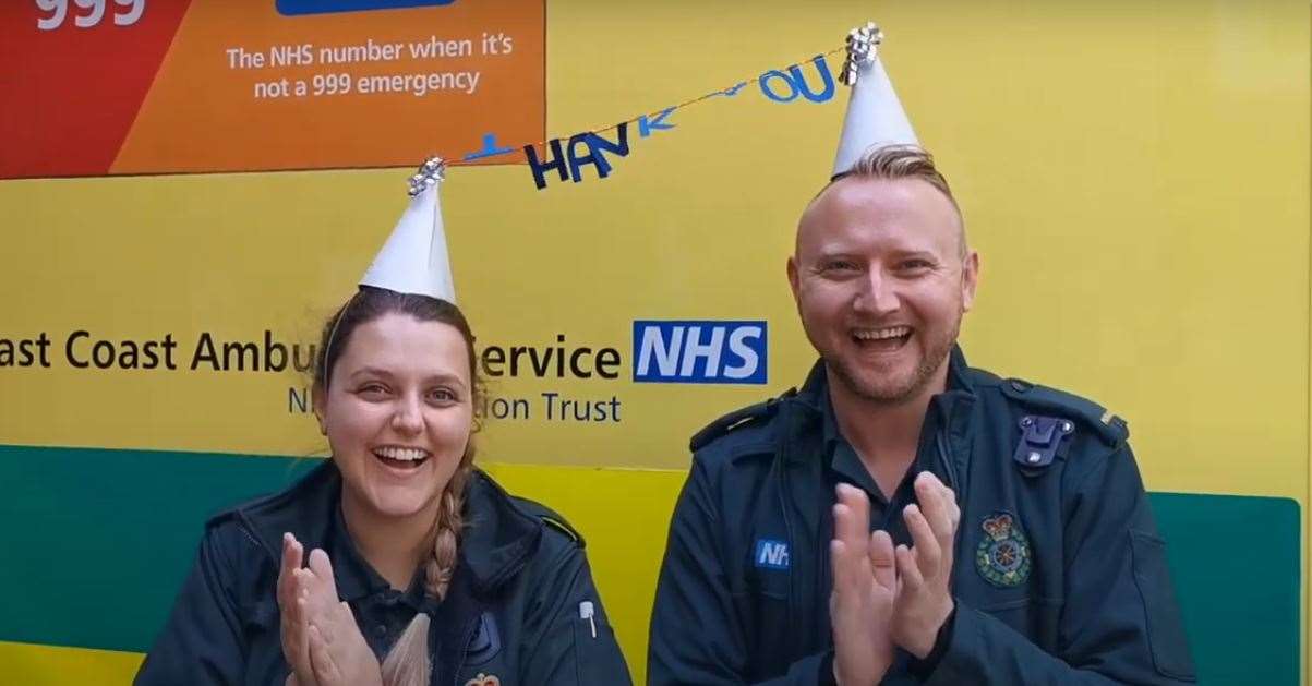 The footage shows various members of the team clapping in appreciation at the support they have received (Worthing Ambulance Station/YouTube/PA)