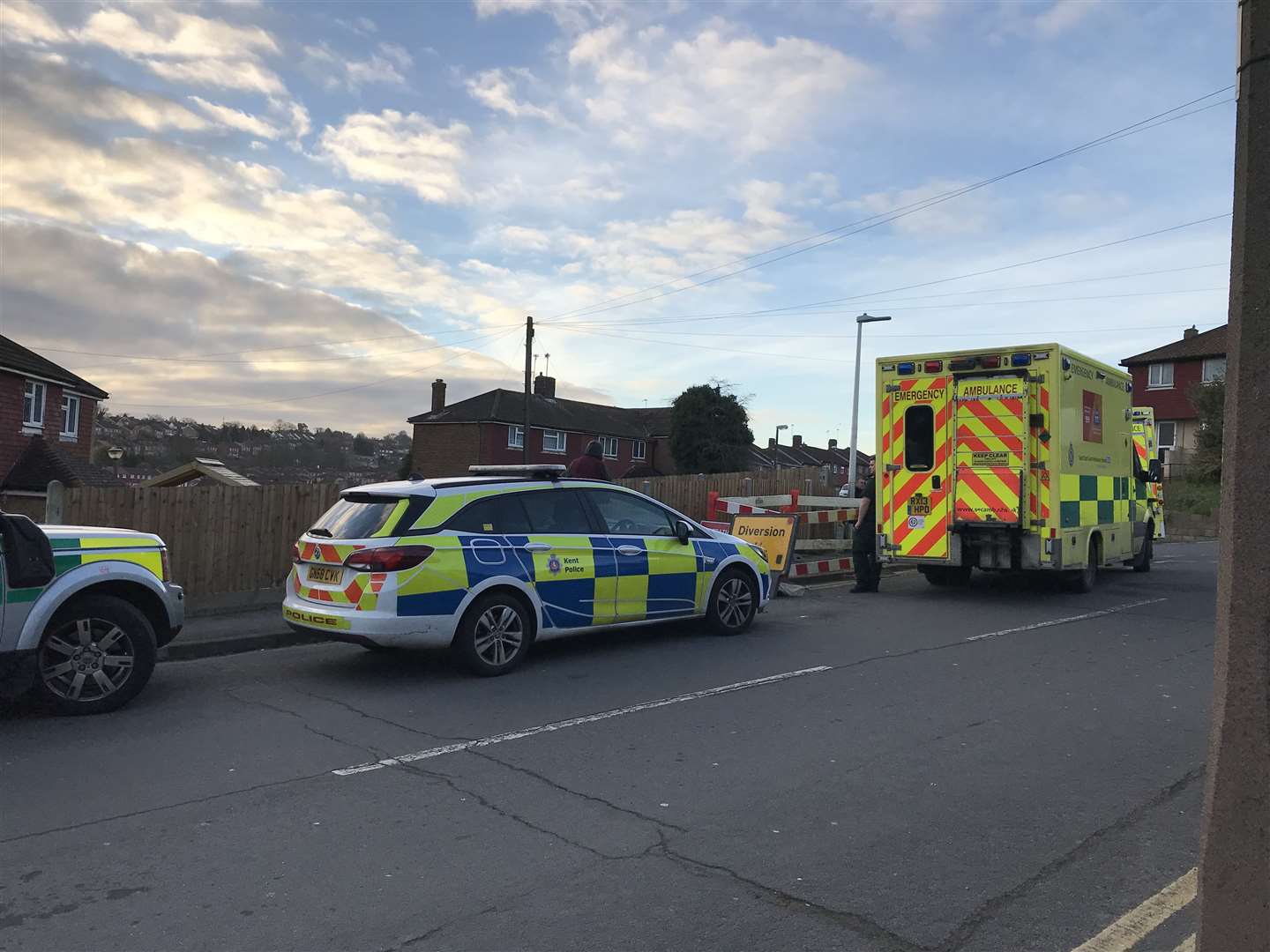 Police and ambulance crews at the scene in Pickwick Crescent