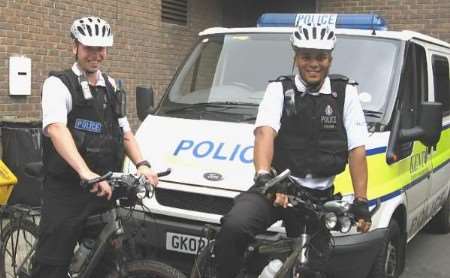 PCs James Williams and Gabriel Chandler who found the weapons. Picture: PIPPA TAYLOR