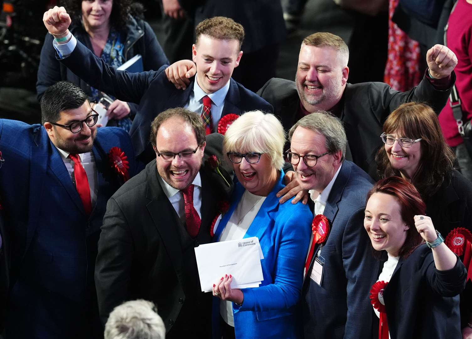 Patricia Ferguson celebrates after winning the Glasgow West seat in July at Emirates Arena in Glasgow (Andrew Milligan/PA)