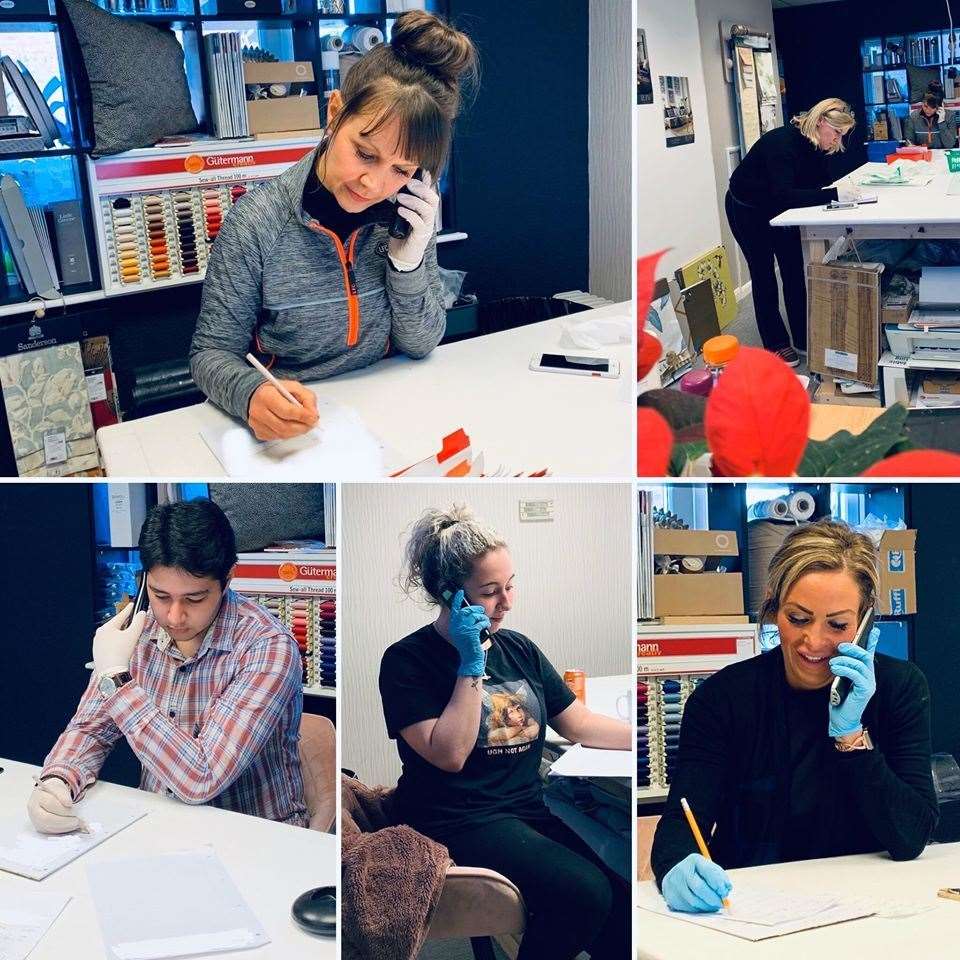 Volunteer telephone call handlers from clockwise: Lisa Pearmine, Amelia Tutt, Azeem Karim, Sharon Stewart and Nicola Randall