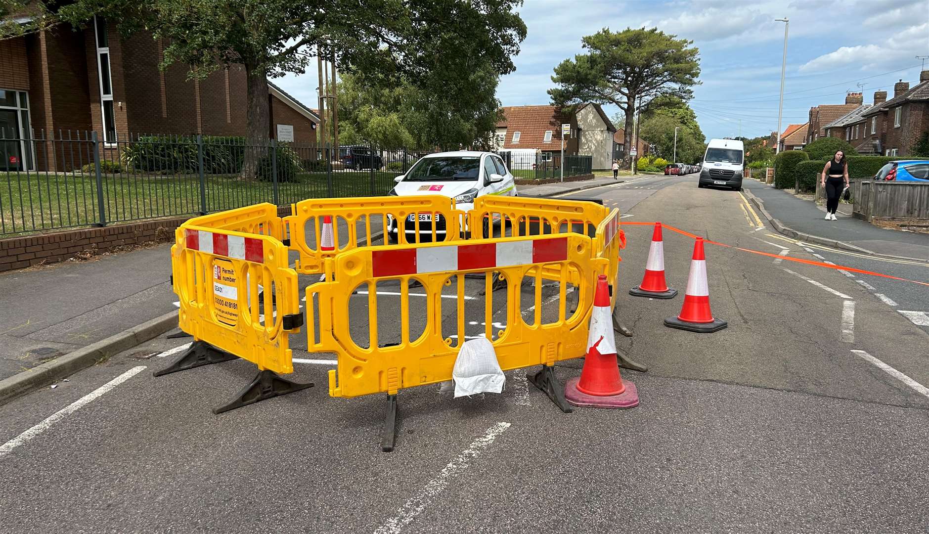 The void outside the church has been blocked off