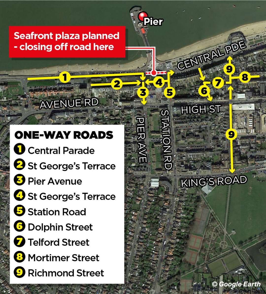 A graphic showing how the town centre’s road network could change