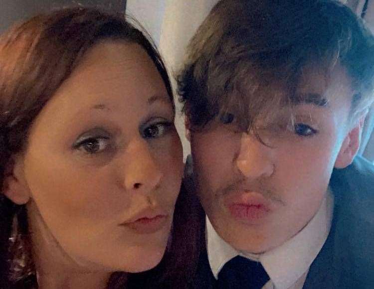 Missing teenager Russel Burrdett-Deakin with mum Michelle Hallford-Nye