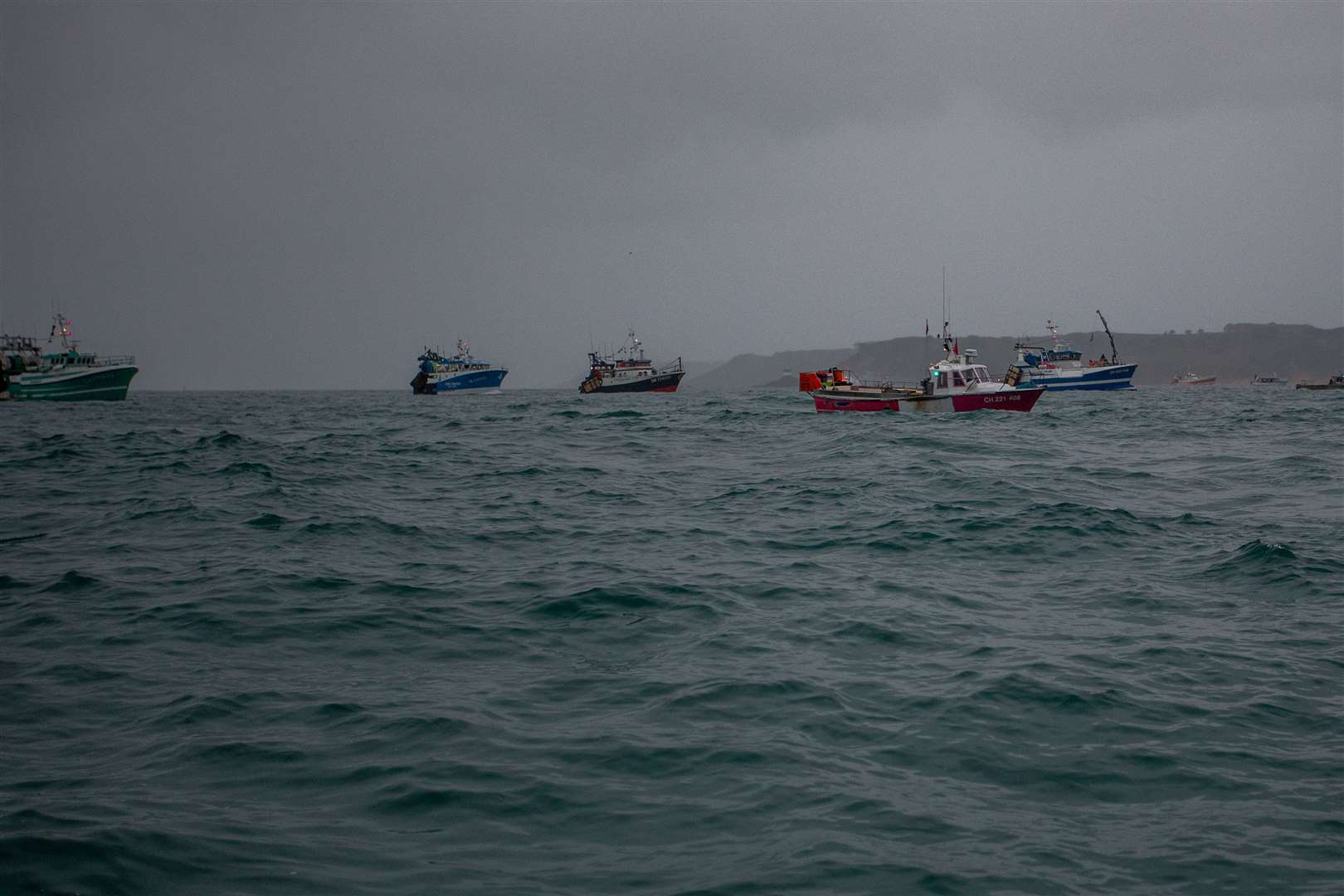 French fishing vessels outside the harbour at St Helier (Gary Grimshaw/Bailiwick Express/PA)