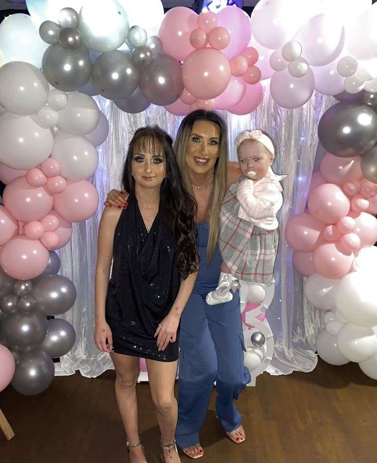 Bryony with her mother Stephanie and 18-month-old sister Murron (Stephanie Duthie/PA)