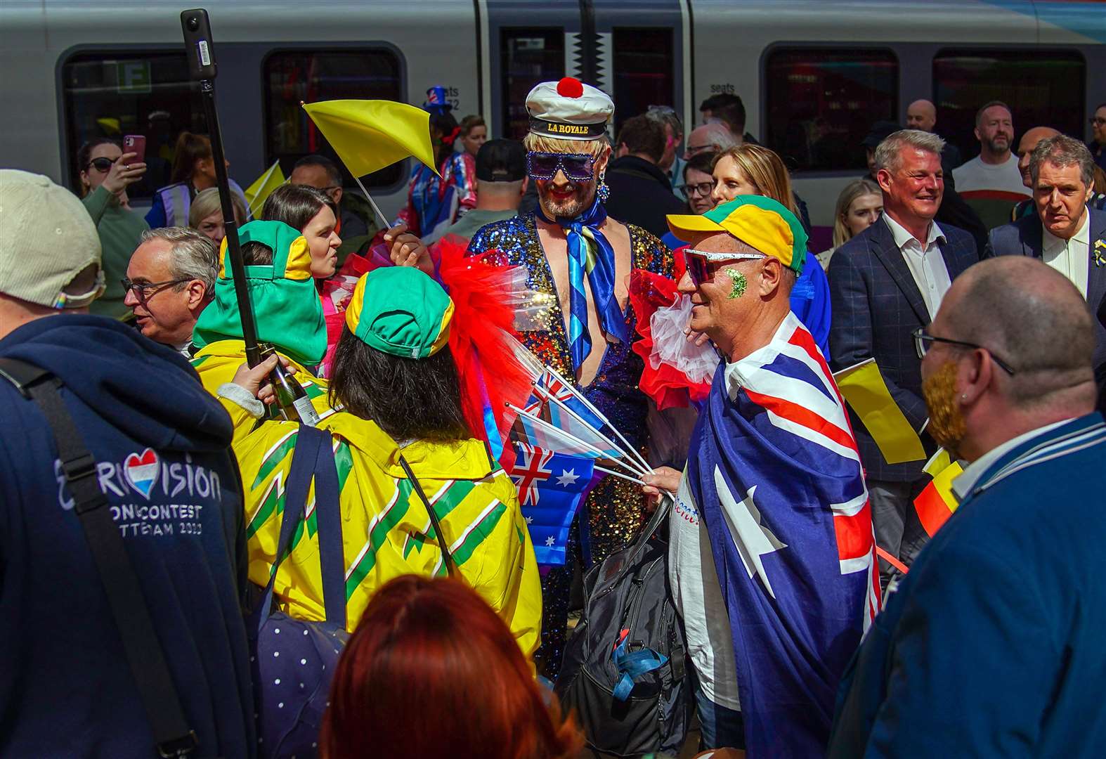 British and Ukrainian flags could be seen on the concourse (PA)