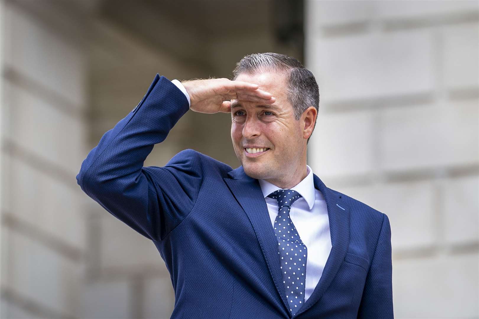 Paul Givan outside Parliament Buildings at Stormont (Liam McBurney/PA)