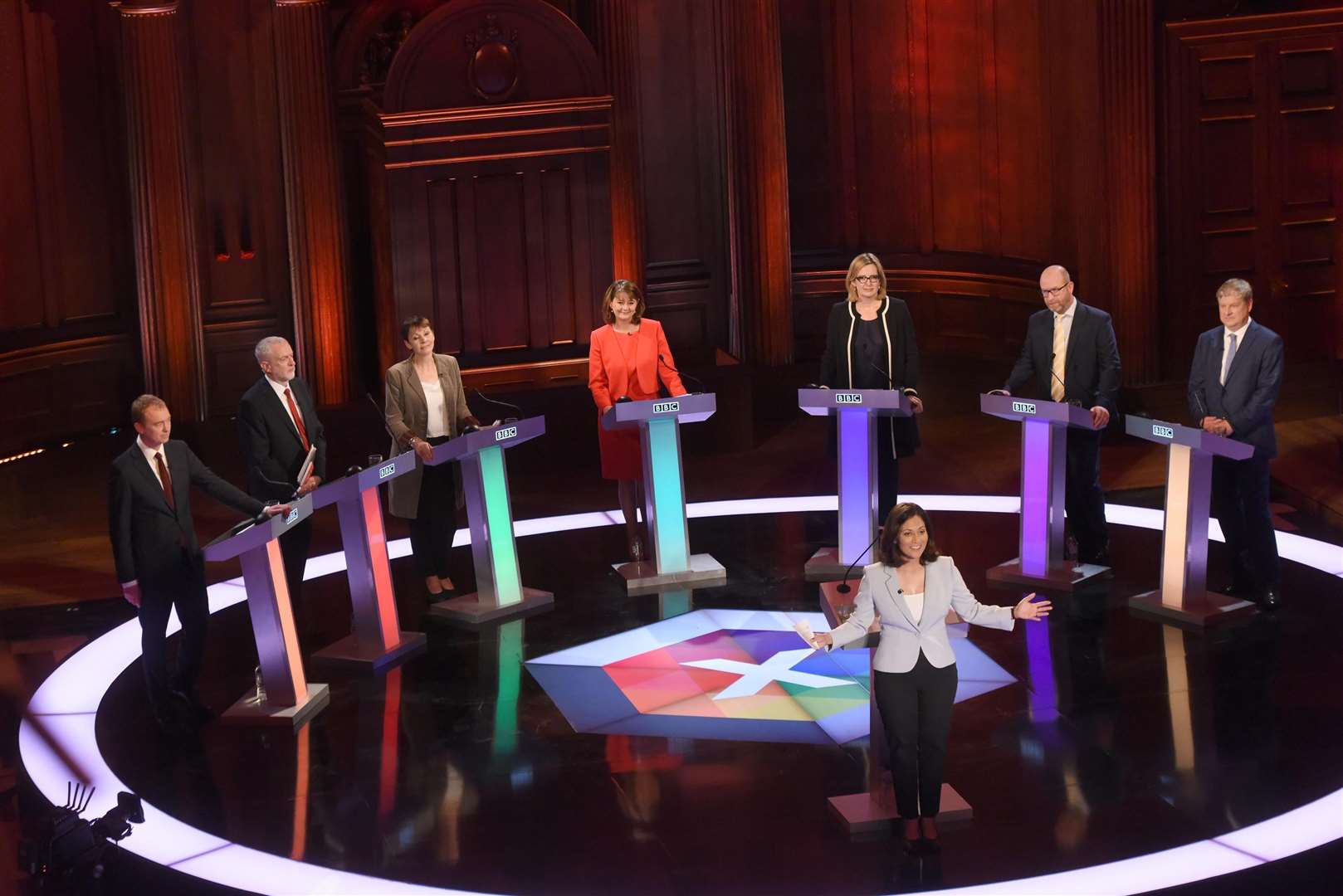 A 2017 BBC Election Debate hosted by BBC news presenter Mishal Husain, broadcast from Cambridge (Jeff Overs/BBC/PA)