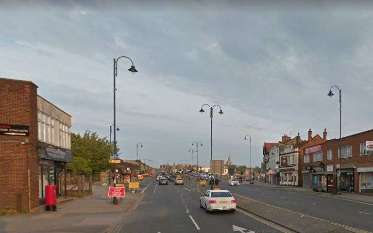 A passing vehicle is believed to have thrown fireworks at pedestrians in Strood High Street. Photo: Google Earth