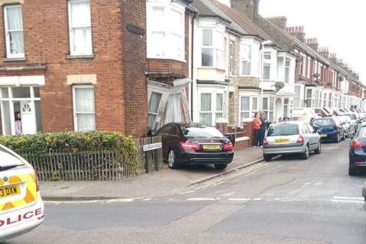 The car crashed into a house on the corner of Durban Road. Picture: Jemal Wass.