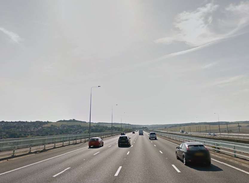 The M2 is blocked between junctions 2 and 3 coastbound. Picture: Google Streetview