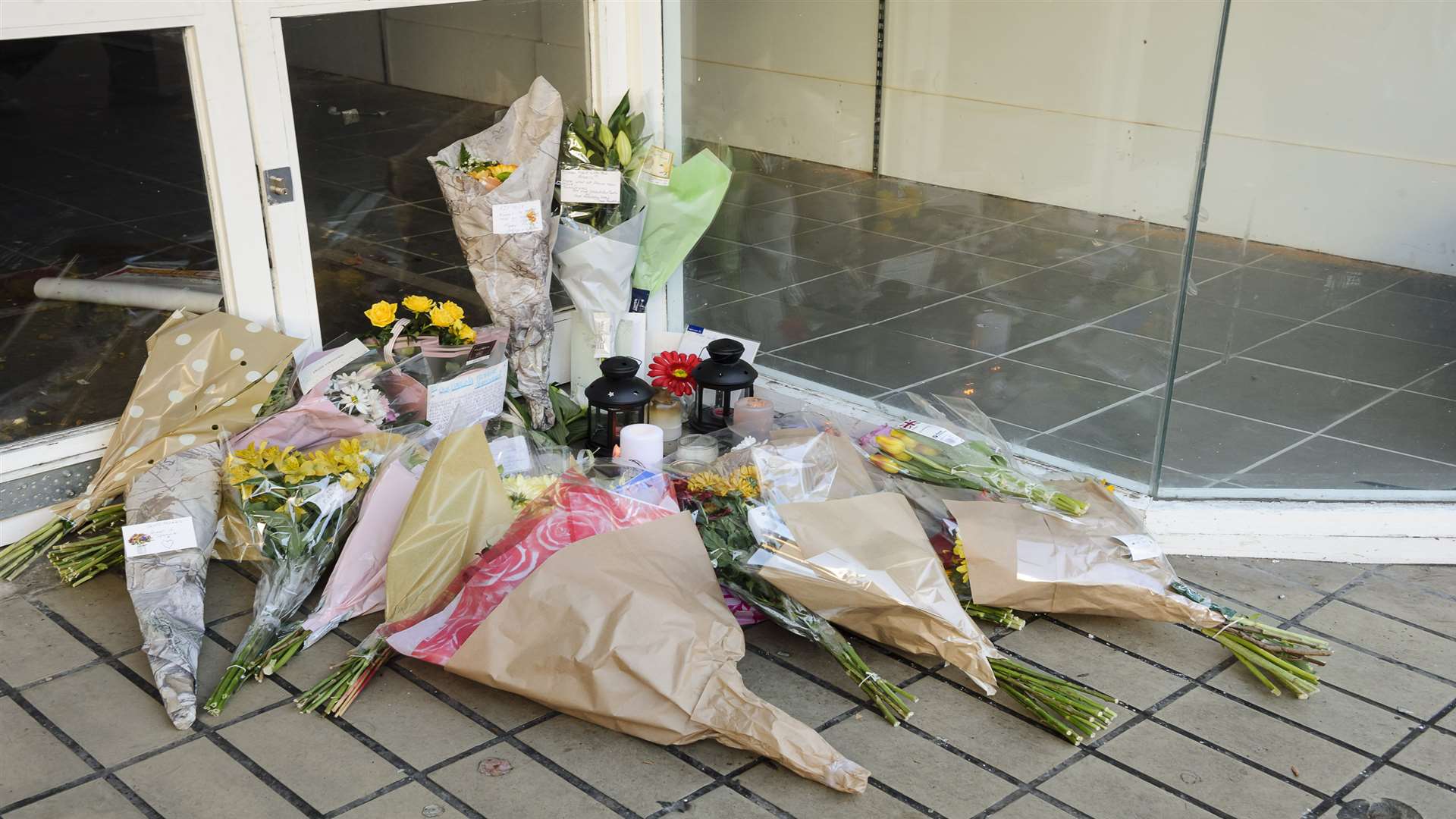 Floral tributes left on Chatham High Street where homeless man, Michael McCluskey, was found dead