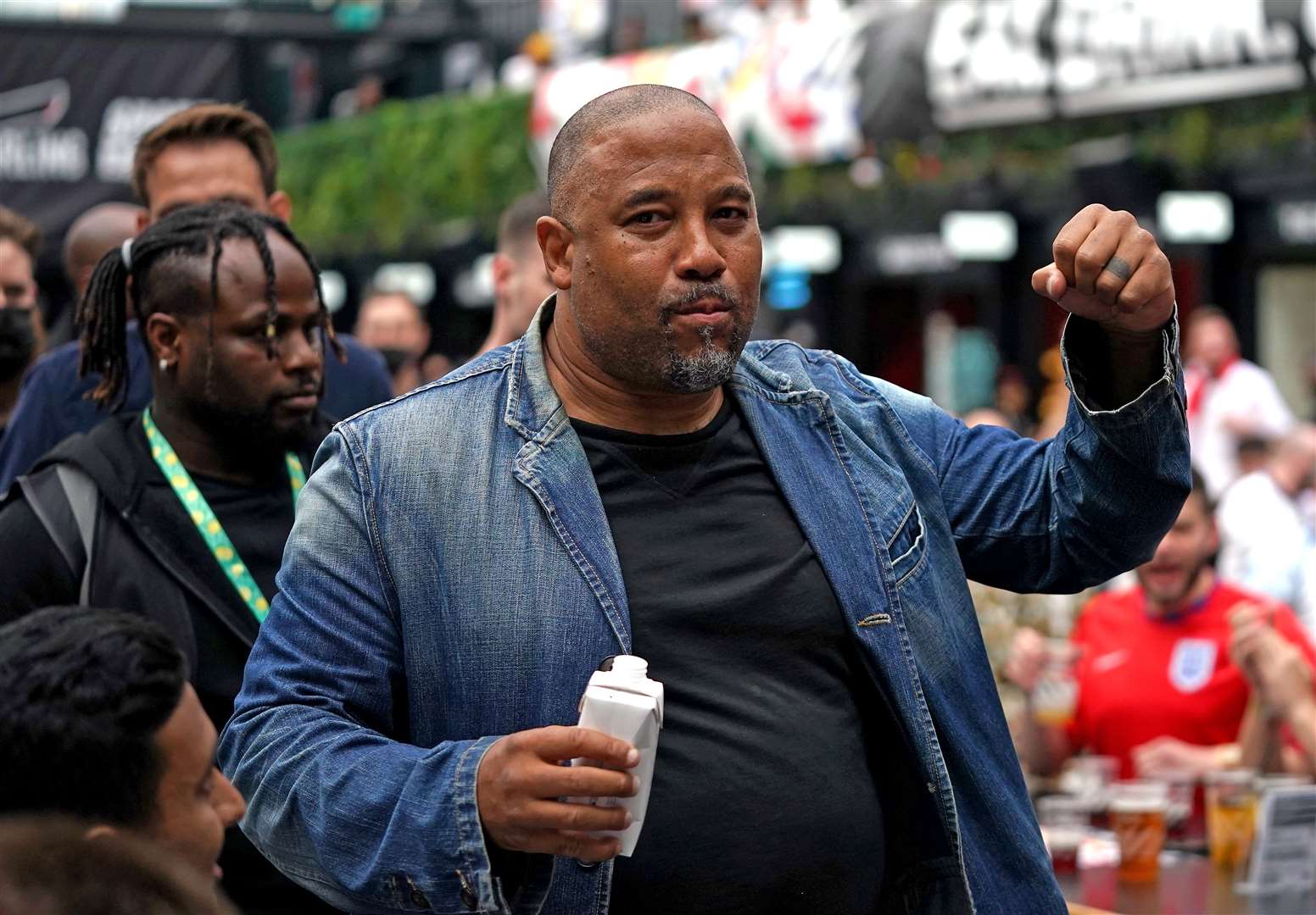 Former England player John Barnes sang a rap on World In Motion (Tess Derry/PA)