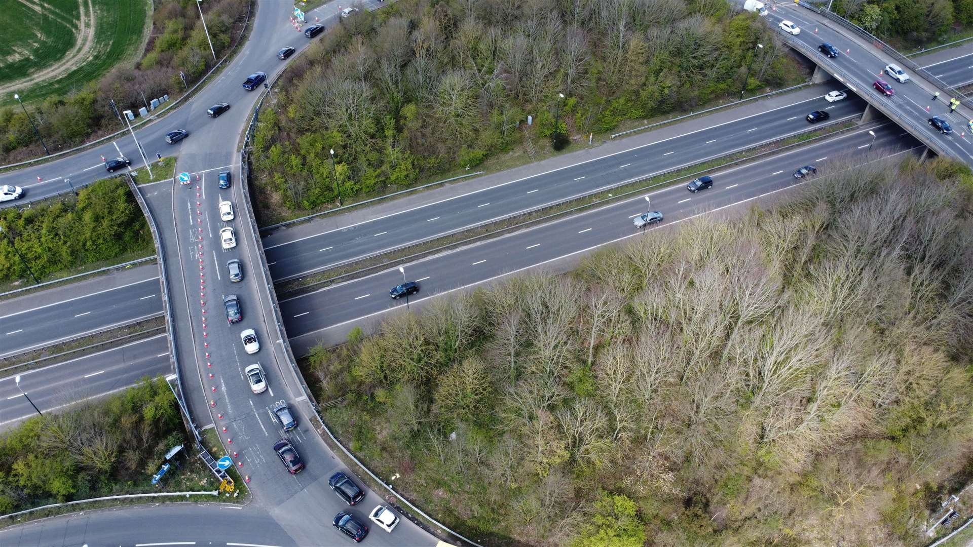 Aerial photos show work on new flyover at M2 Stockbury Roundabout ...