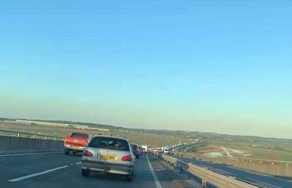 Traffic is queuing on the Sheppey Crossing