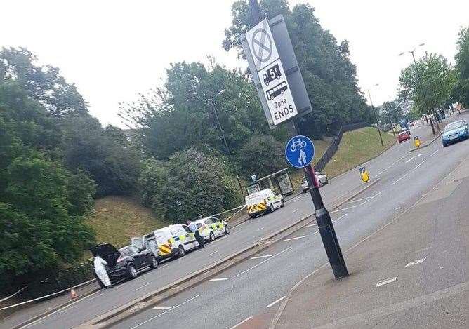 Police in Dock Road, Chatham. Pic: @kessikaa via Twitter