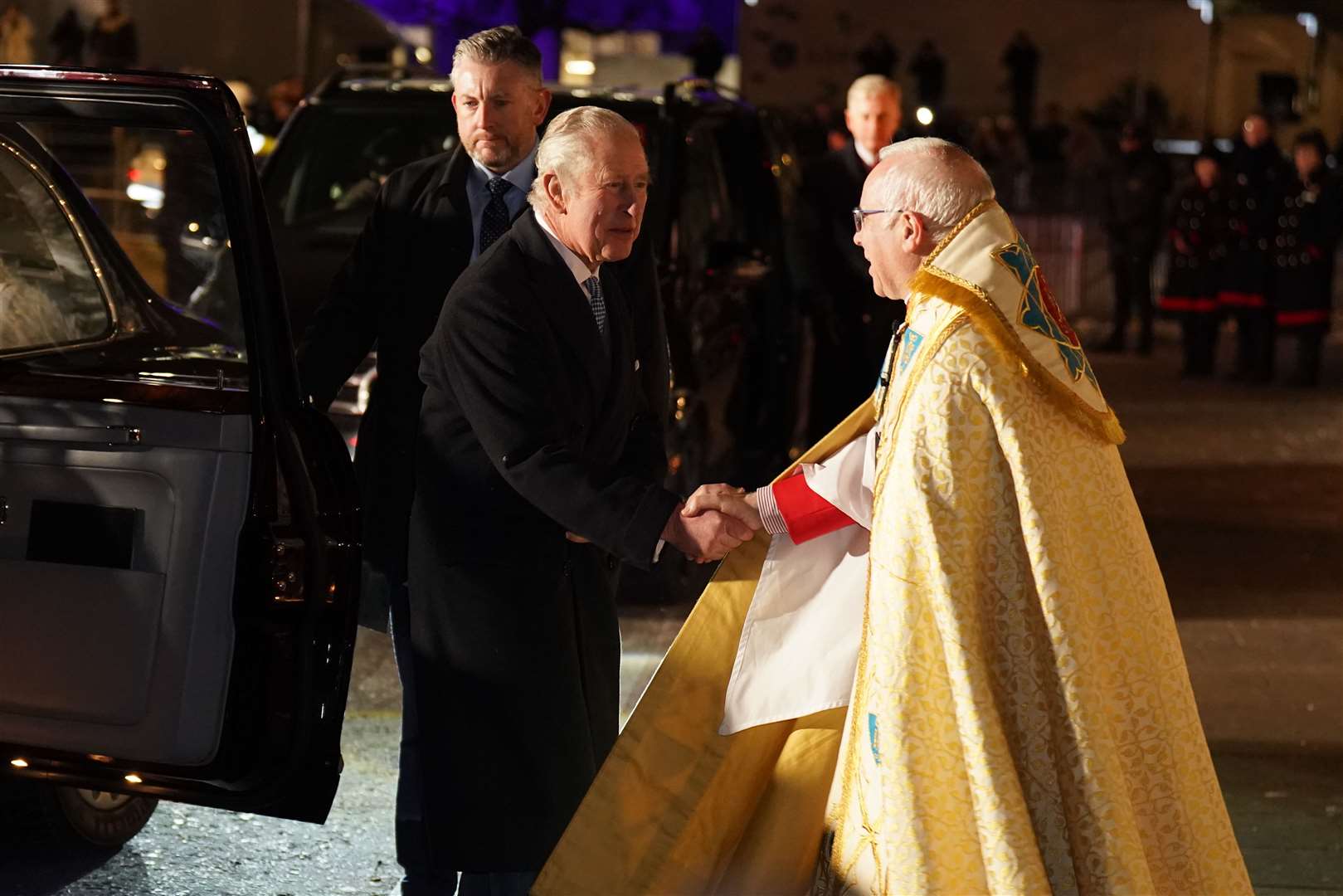 The King arriving at Westminster Abbey (James Manning/PA)