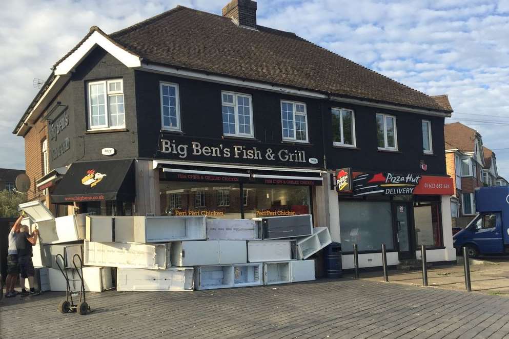 Fridges have been piled up outside Big Ben's Fish and Grill