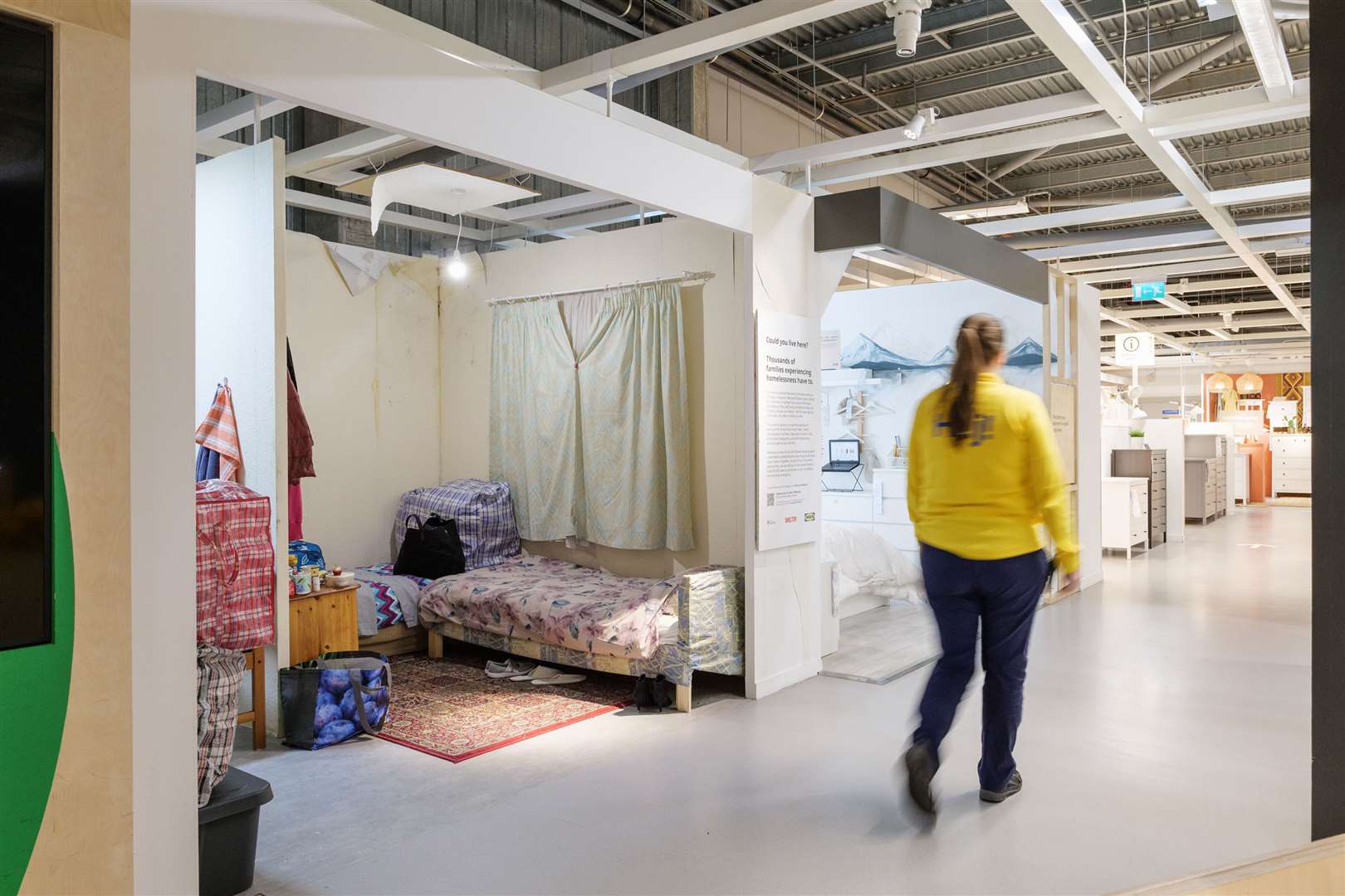 Earlier this year, temporary accommodation set-ups described as ‘cramped, dangerous and grotty’ went on display in Ikea stores to highlight the conditions homeless people face (Tim Gander/PinPep/PA)